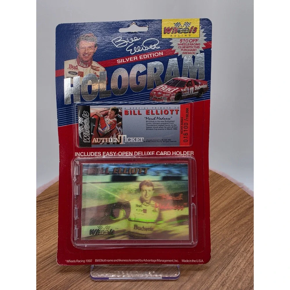1992 Wheels Racing Bill Elliott Silver Edition Hologram Card Nascar New